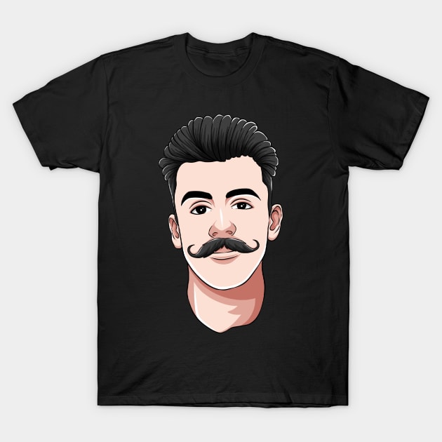 Handlebar Mustache Man Hipster Facial Hair T-Shirt by fromherotozero